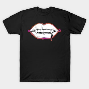 Halloween Vampire Mouth B&W T-Shirt